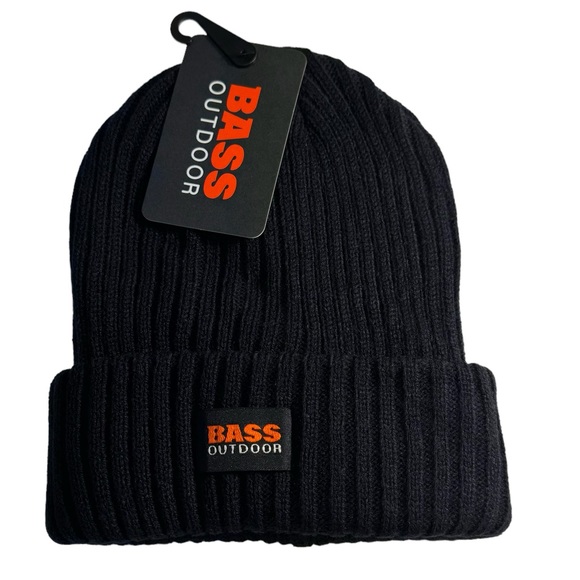 Bass Outdoor Black Beanie Hat One Size - Picture 1 of 4